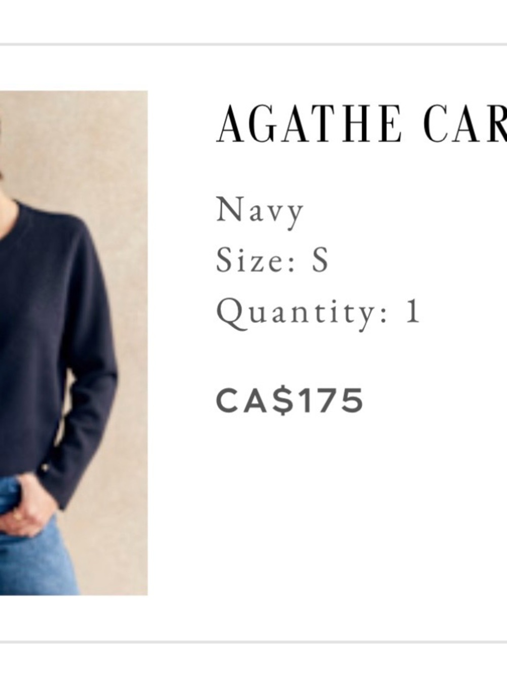 Sezane Navy Crewneck cardigan - Women Small